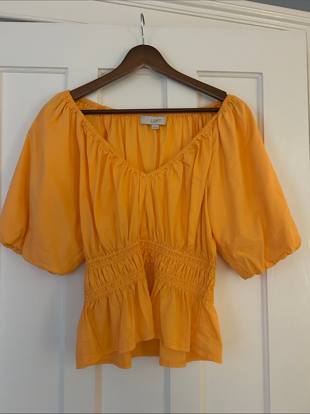 LOFT Golden Orange Puff-Sleeve Blouse